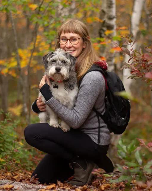 Dr. Catherine Reeve with her dog, Walker