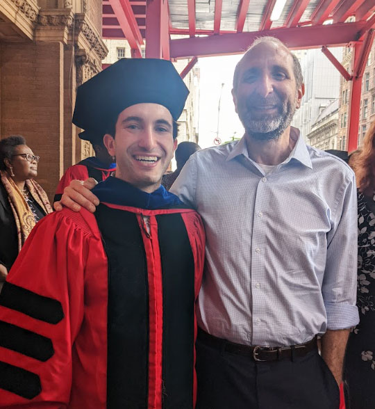 Dr. Joshua Weiss (left) and Dr. Richard White (right) at Dr. Weiss’s Ph.D. graduation